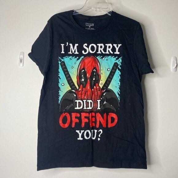 Marvel Deadpool I'm Sorry Did I Offend You? Men's Black T-shirt Size M - Picture 6 of 6